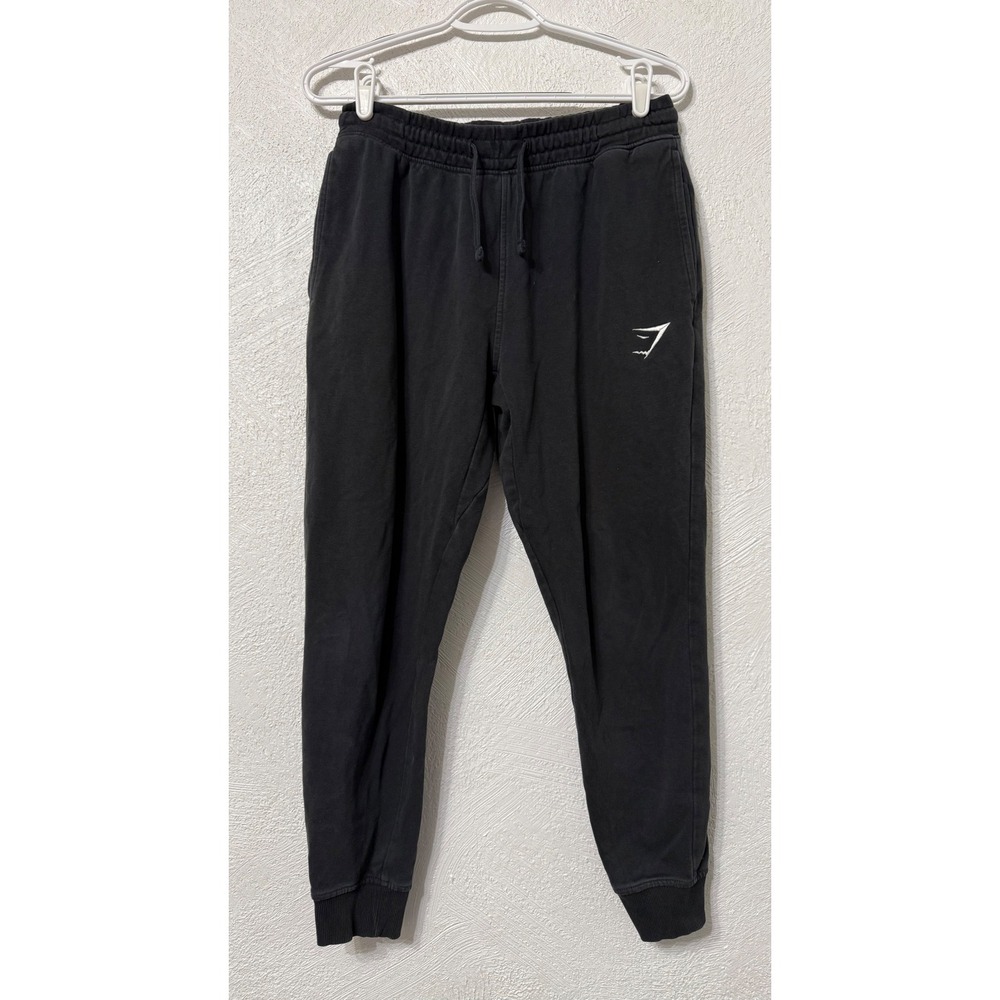 Gymshark Mens Crest Joggers Black Tapered Fleece Sweatpants Casual Small